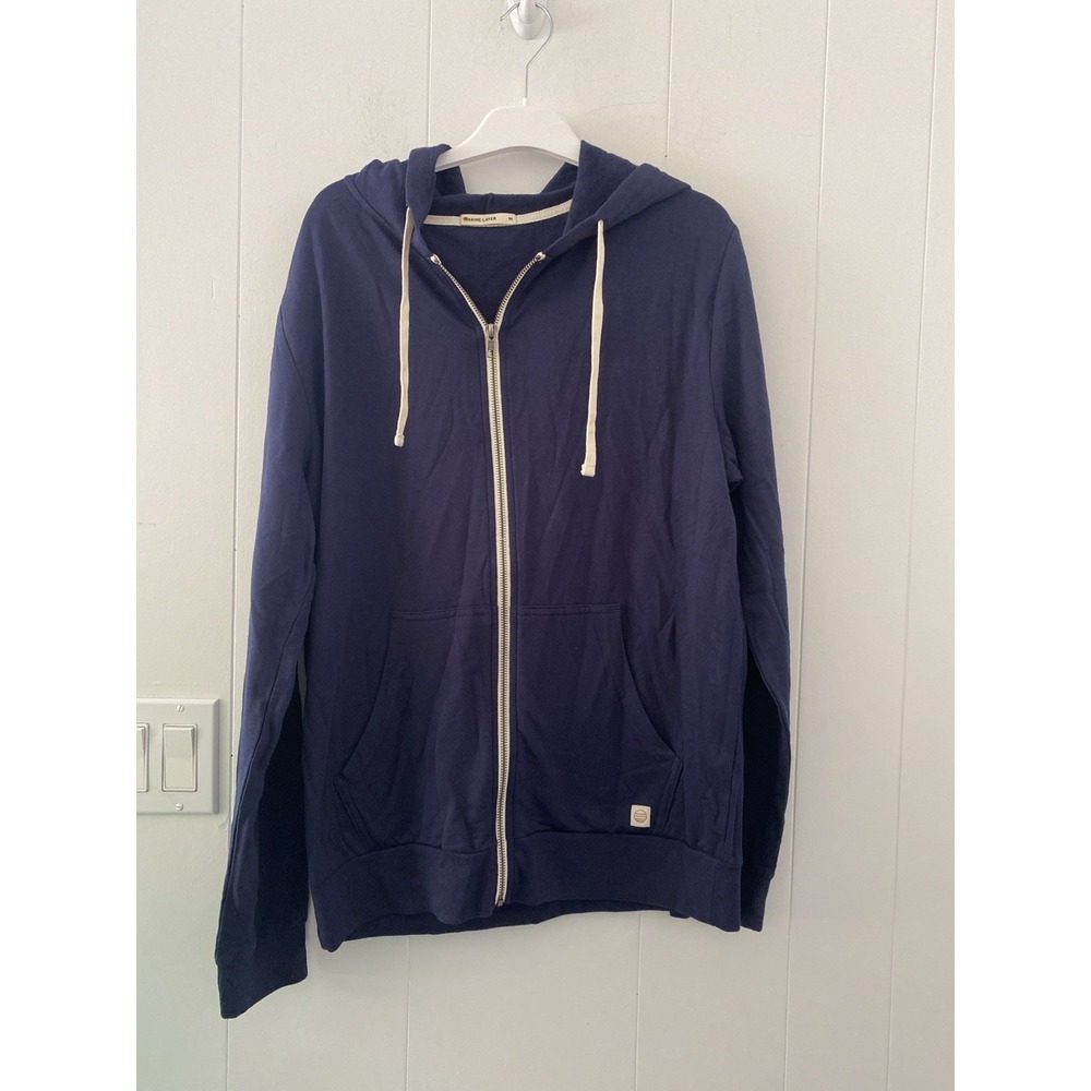 Marine Layer Afternoon Full Zip Hoodie Mens Medium Navy Blue Soft Beach $108